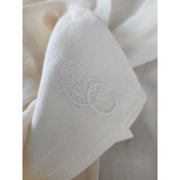 Chloe Ivory Silk Neck Tie Long Sleeve Collar Blouse Women's Size 34 Vanilla Ice - Picture 8 of 14